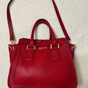 London Fog Christmas red tote, shoulder bag